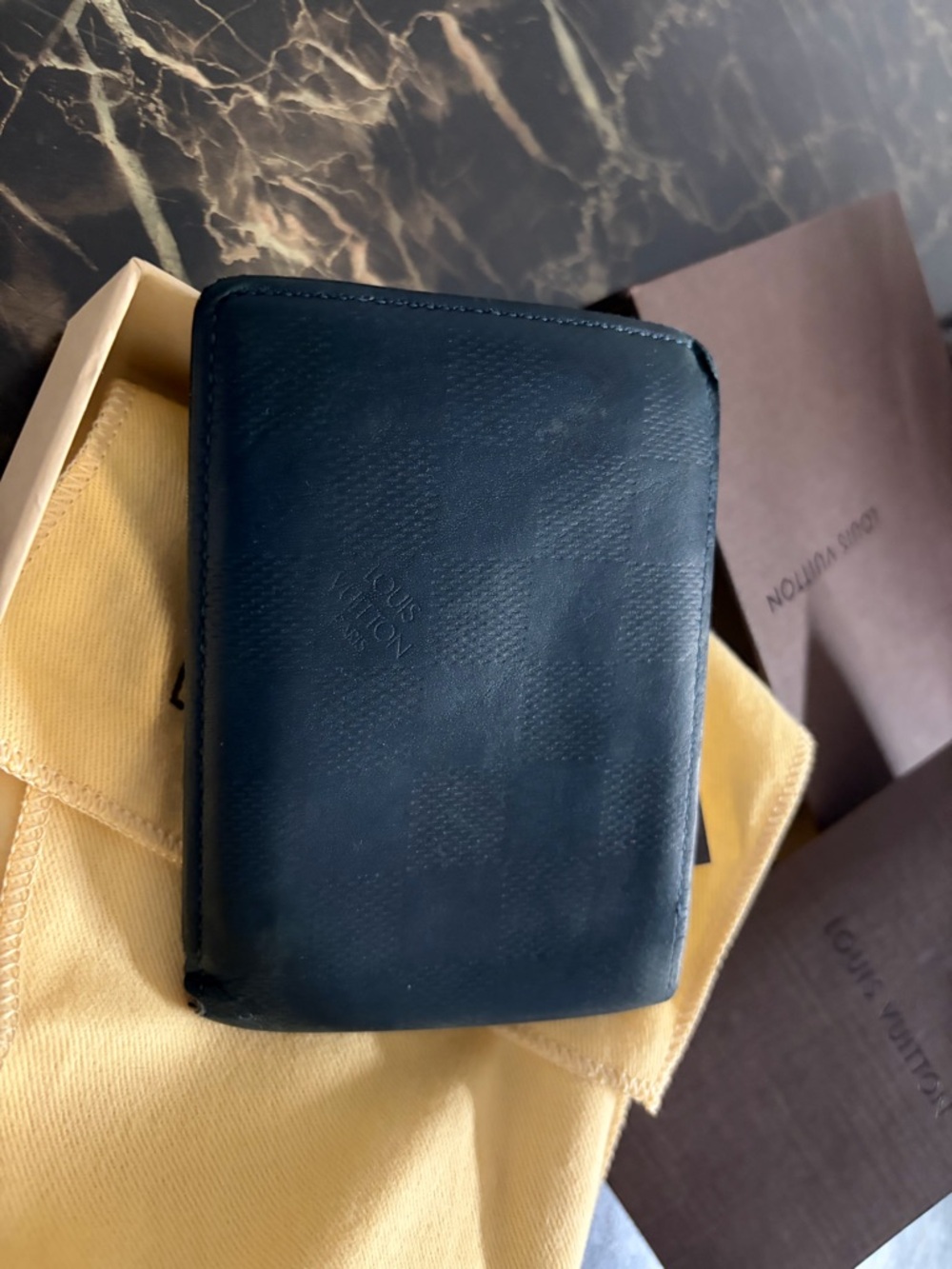 Louis Vuitton Navy Blue Damier Compact Wallet - Picture 4 of 8